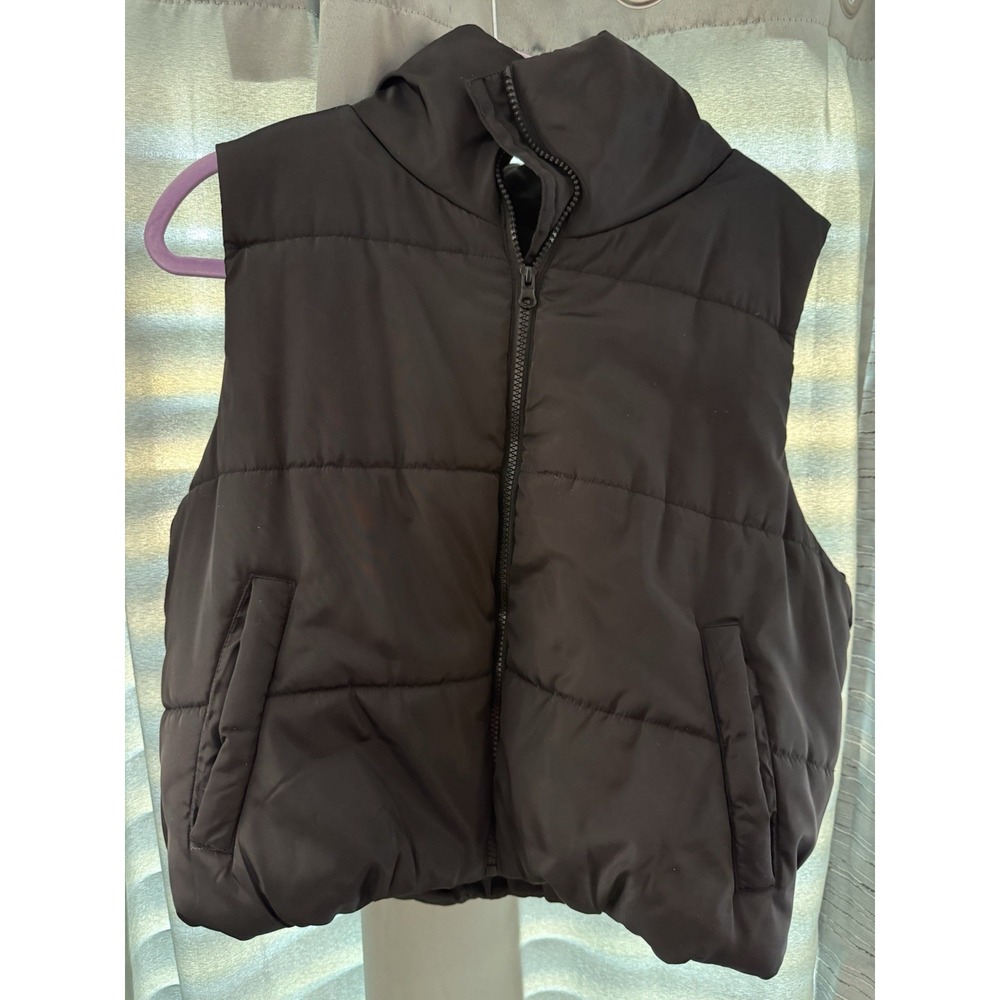 AUTOMET Women's Black  Zipper‎ Front Puffer Vest with Pockets